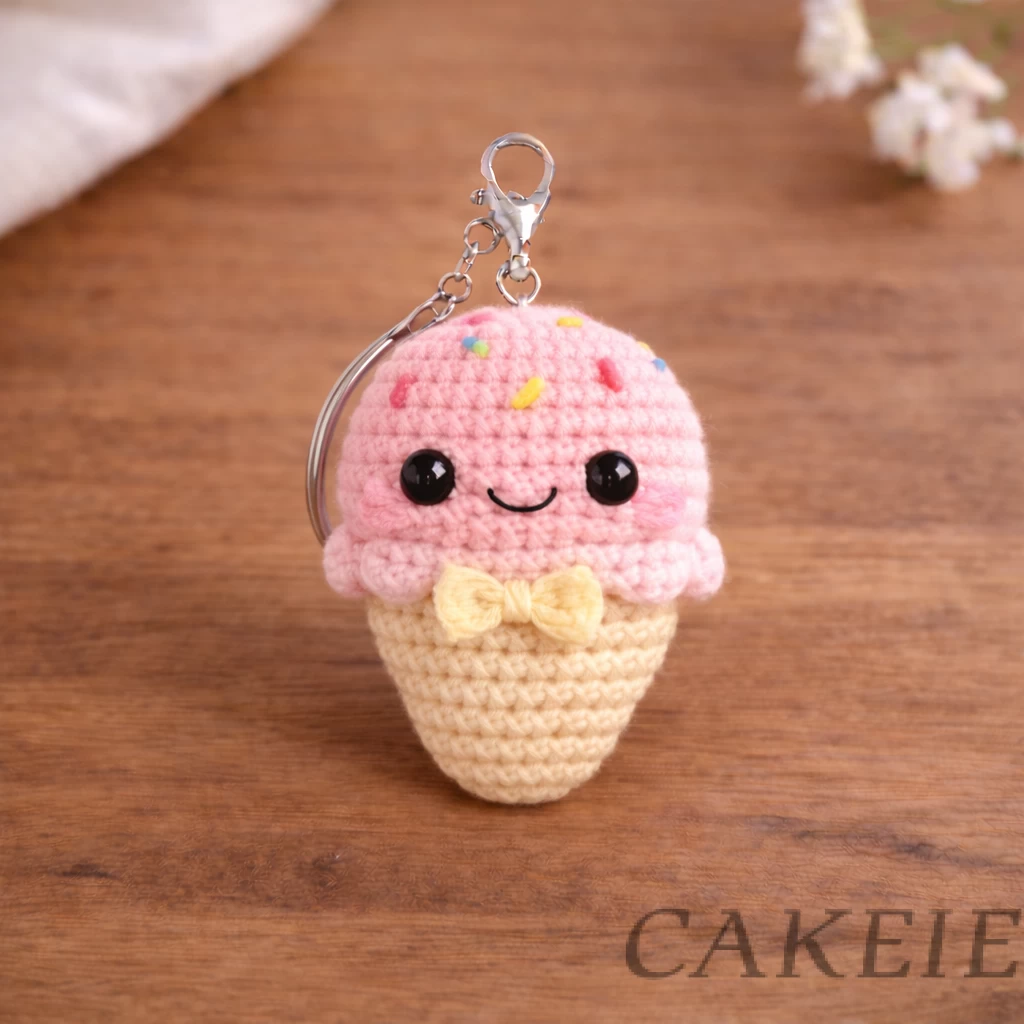 Crochet Ice Cream Keychain